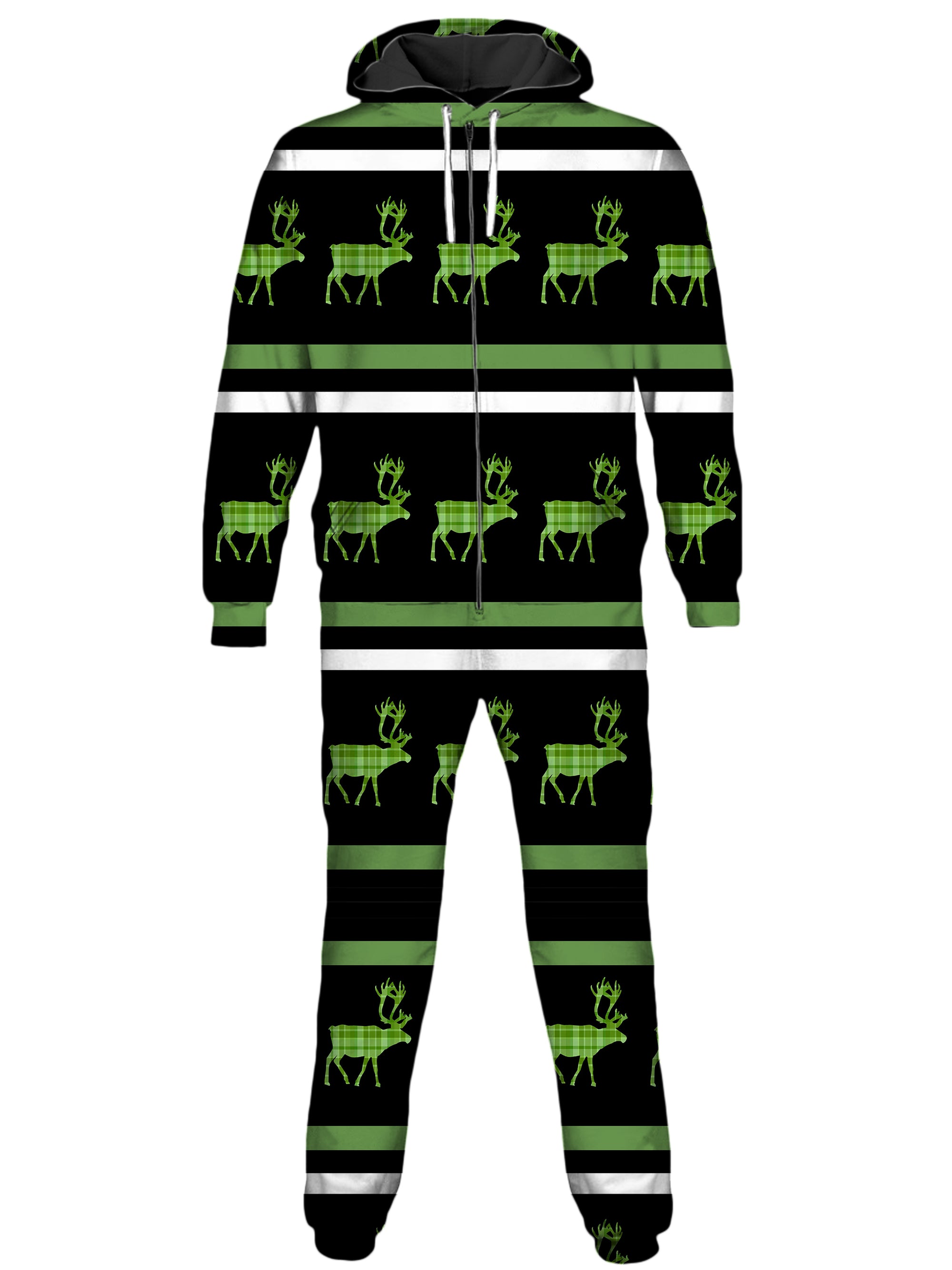 Green Plaid Reindeer Onesie