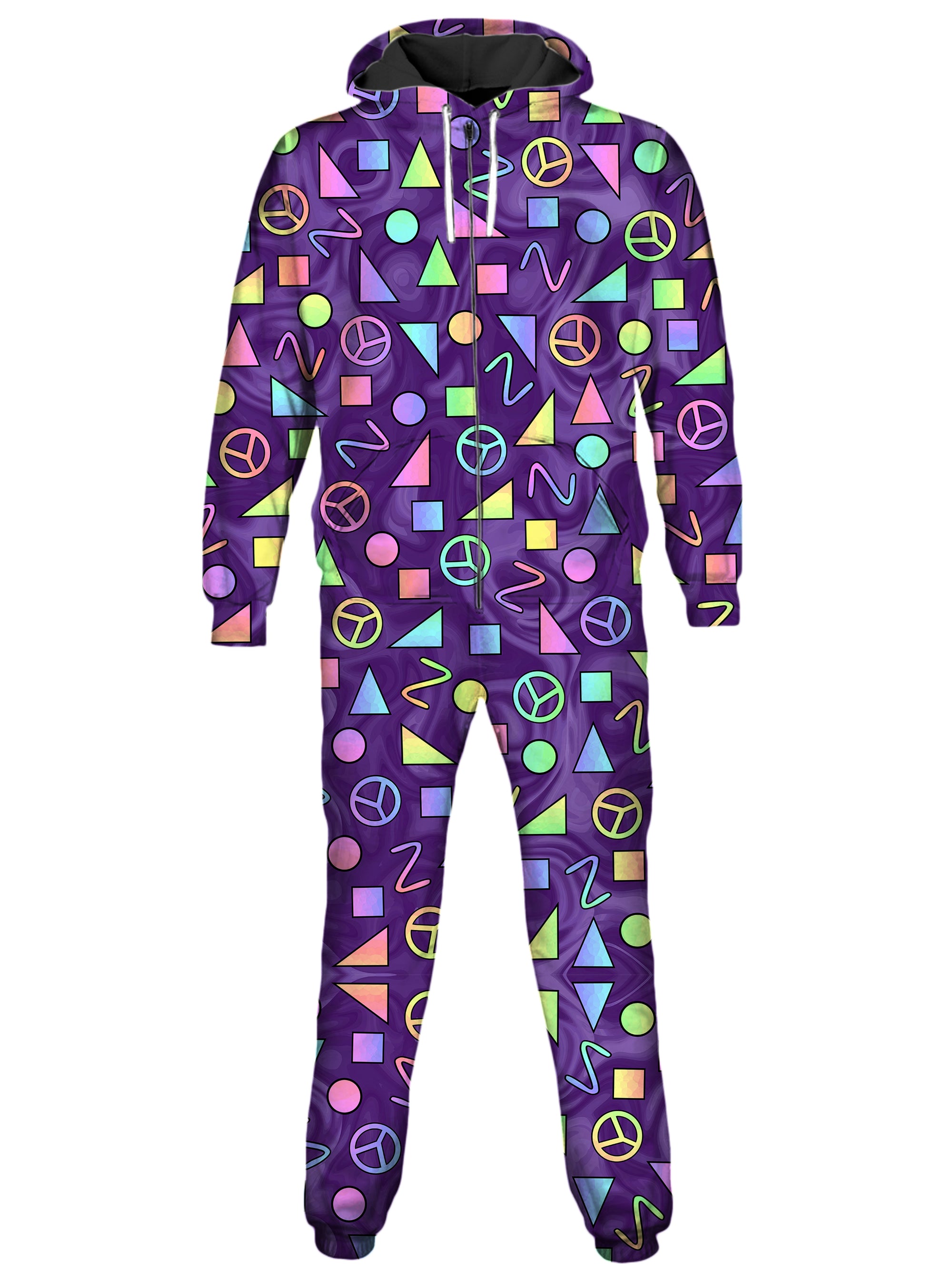 Retro Shapes Peace Symbols Purple Onesie